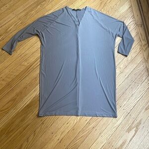 Francisco Costa for Calvin Klein Gray V-Neck Long Sleeve Midi Dress Size 12